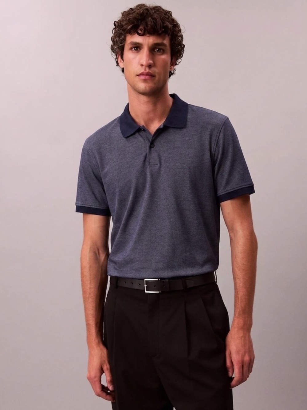 Calvin Klein Men’s Piqué Micro-Dot Polo Shirt | Navy Blue